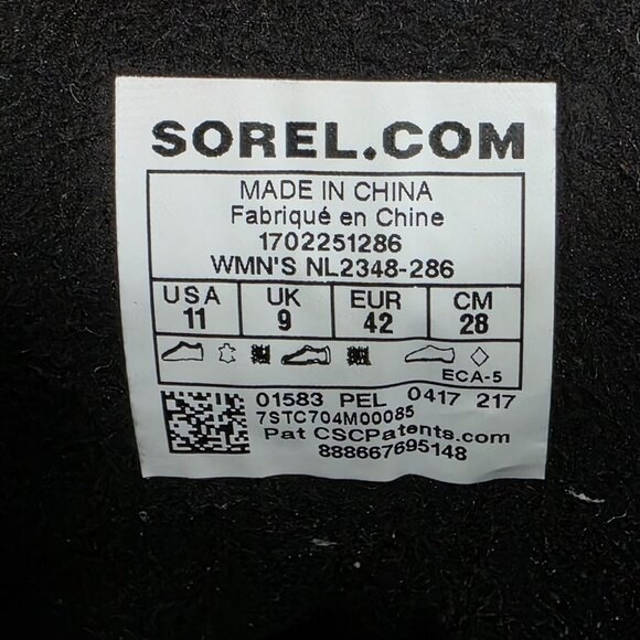 Womens Sorel Khaki & Black Waterproof Lace Up Boots Insulated Rubber Sole 11 - Picture 6 of 9